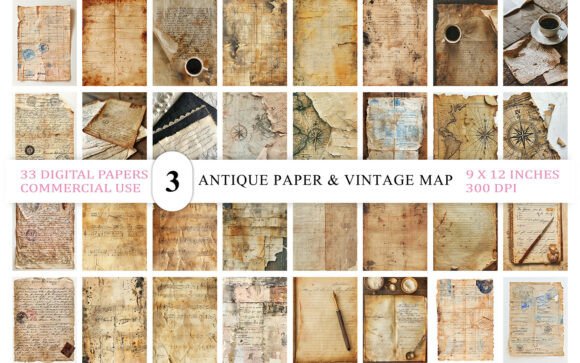 Download Antique Paper &amp; Vintage Map Texture - Premium Bundle