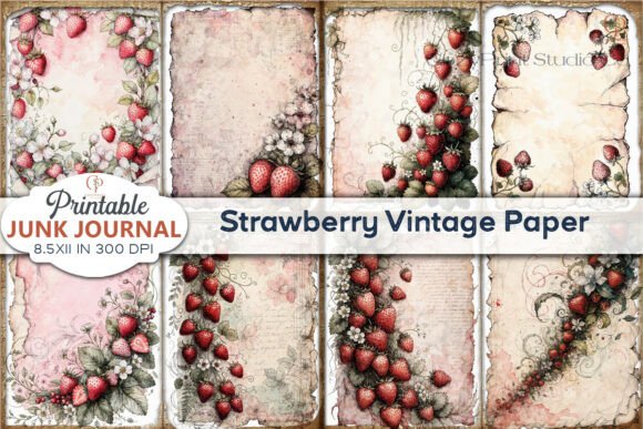 Download Strawberry Vintage Paper Junk Journal - Premium Bundle