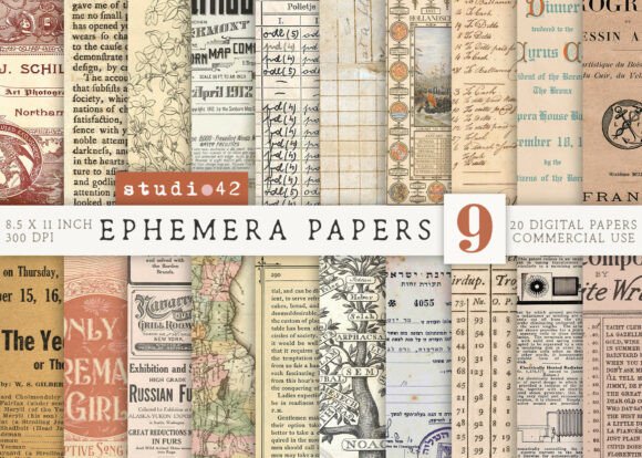 Download Antique Paper Ephemera Pack V9 - Premium Bundle